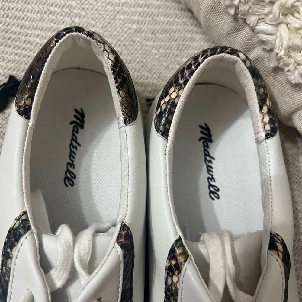 Madewell Sidewalk Low Top Leather Snakeskin Trim Sneakers - Picture 4 of 9